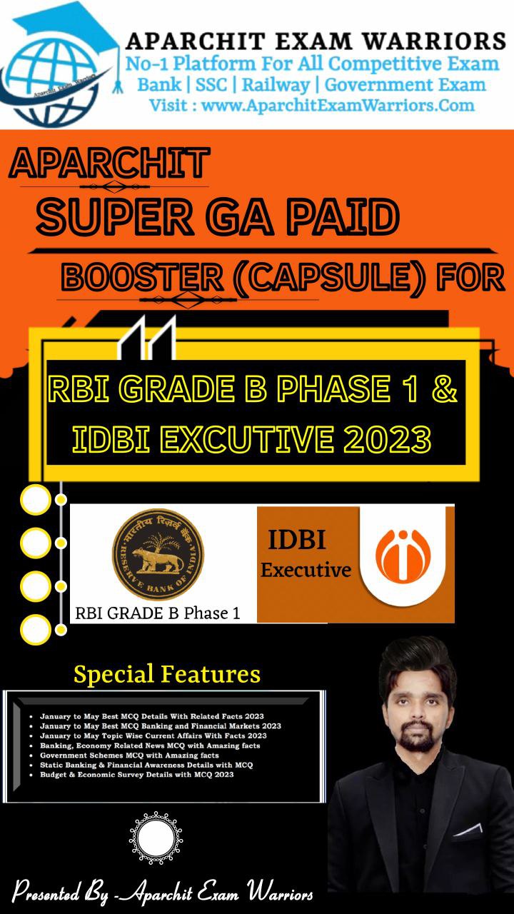 Aparchit Super GA Paid Booster (Capsule) For RBI GRADE B & IDBI EXCUTIVE 2023